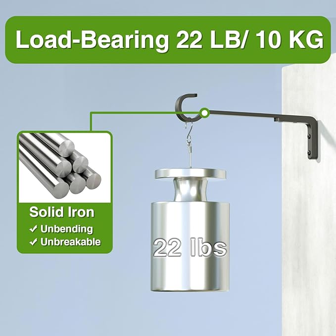 12 Inch Black Heavy Duty Outdoor Plant Hangers for Hanging Baskets, Iron Hanging Plant Brackets for Hanging Plants Outside, Metal Plant Hooks Plant Wall Hooks for Hanging Lantern, Bird Feeder (2 pcs)-VerdiqueGarden