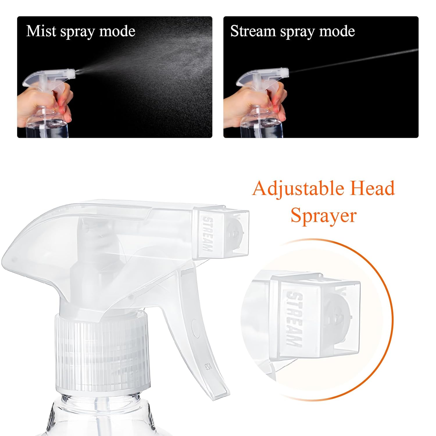 Jinei 24 Pcs 8 oz Empty Plastic Spray Bottle with Trigger Sprayers Pet Adjustable Head from Fine to Stream Refillable for Hair Plants Cooking Pets, No Leakage(Clear)-VerdiqueGarden