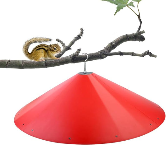 24-inch Large Outdoor Squirrel Baffles for Bird Feeders Pole, Baffle with Metal Frame, Squirrel Guard for Bird Houses, Two Way Use, Red Color-VerdiqueGarden