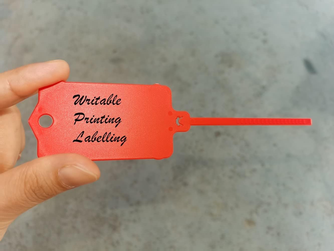 100pcs Reusable Blank Plastic Tags Ties Key Tags 1.45"*2.48" Serrated Tension Sealing Strap with Large Label Plastic Tie Mark Label Waterproof Hang Sign Write on Tag (Red, 100pcs)-VerdiqueGarden