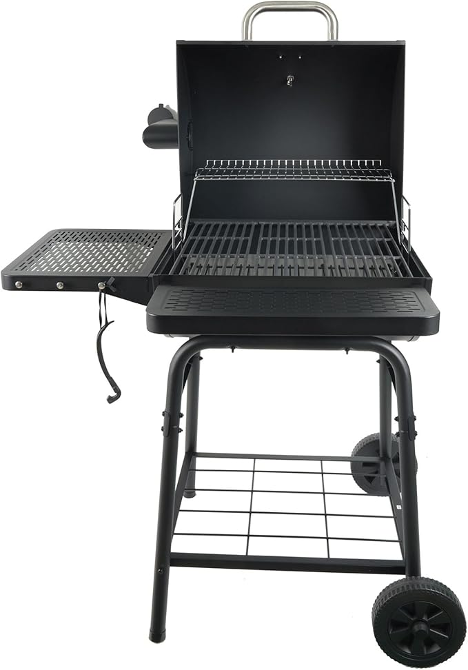 Grill Boss 23 Inch Charcoal Barrel Grill with Adjustable Grate, Large Cooking Area, Black-VerdiqueGarden