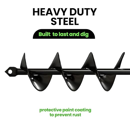 K-Brands Auger Drill Bit for Planting – 1.8 x 14.6 Inch - Garden Spiral Hole and Bulb Planter Tool for Umbrella Holes - 3/8 Inch Hex Drive-VerdiqueGarden