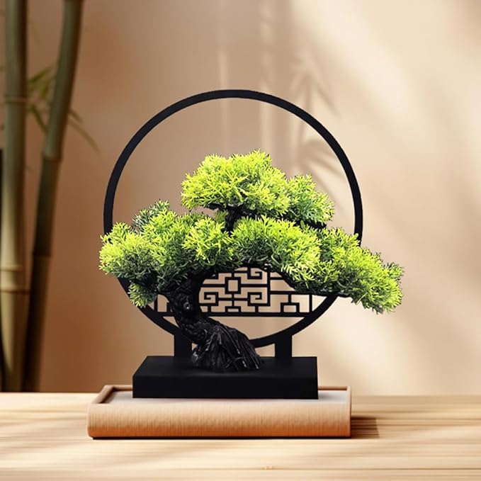 Ryoma Artificial Pine Tree Set Simulated Bonsai Features Ornaments Chinese - Style Desktop Screen Ornament 2 Set-VerdiqueGarden