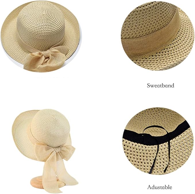 Cyiecw Women Floppy Sun Hats Fashionable Summer Wide Brim Cap BeachStraw Hat UV UPF50 Travel Packable Cotton-VerdiqueGarden
