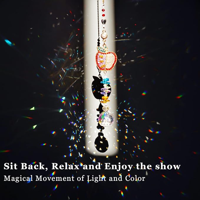 H&D HYALINE & DORA Set of 2 Crystal Sun Catchers Christmas Apple Pendant with Rhinestones, Hanging Colorful Crystal Ball Prism Sun Catcher for Home Wedding Party Christmas Garden Decor-VerdiqueGarden