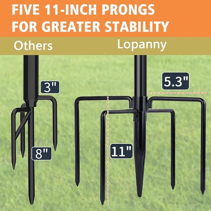 LOPANNY String Light Poles - 2 Pack 9.8FT Ft Light Poles for Outside String Lights,Outdoor Light Poles with Fork,Metal Poles Stand for Patio Deck Backyard-VerdiqueGarden