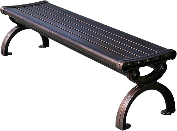 Outdoor Bench Chair Cast Aluminum Garden Bench Patio Bench All-Weather Park Bench for Backyard Porch Lawn (150cm Armless Park Bench)-VerdiqueGarden