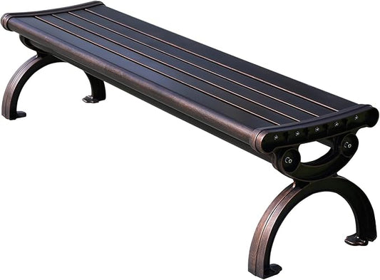 Outdoor Bench Chair Cast Aluminum Garden Bench Patio Bench All-Weather Park Bench for Backyard Porch Lawn (150cm Armless Park Bench)-VerdiqueGarden