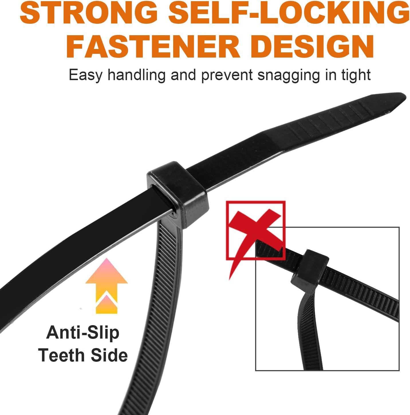 Zip Ties, RAZCC 1200pcs Black Cable Zip Ties 8 Inch, Heavy Duty Plastic Wire Ties with 70lb Tensile Strength, Self-Locking Black Nylon Tie Wraps for Indoor and Outdoor-VerdiqueGarden