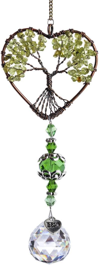 H&D HYALINE & DORA Tree of Life Car Rearview Mirror Hanging Ornament Pendant Accessories Fengshui Suncatcher (Green)-VerdiqueGarden