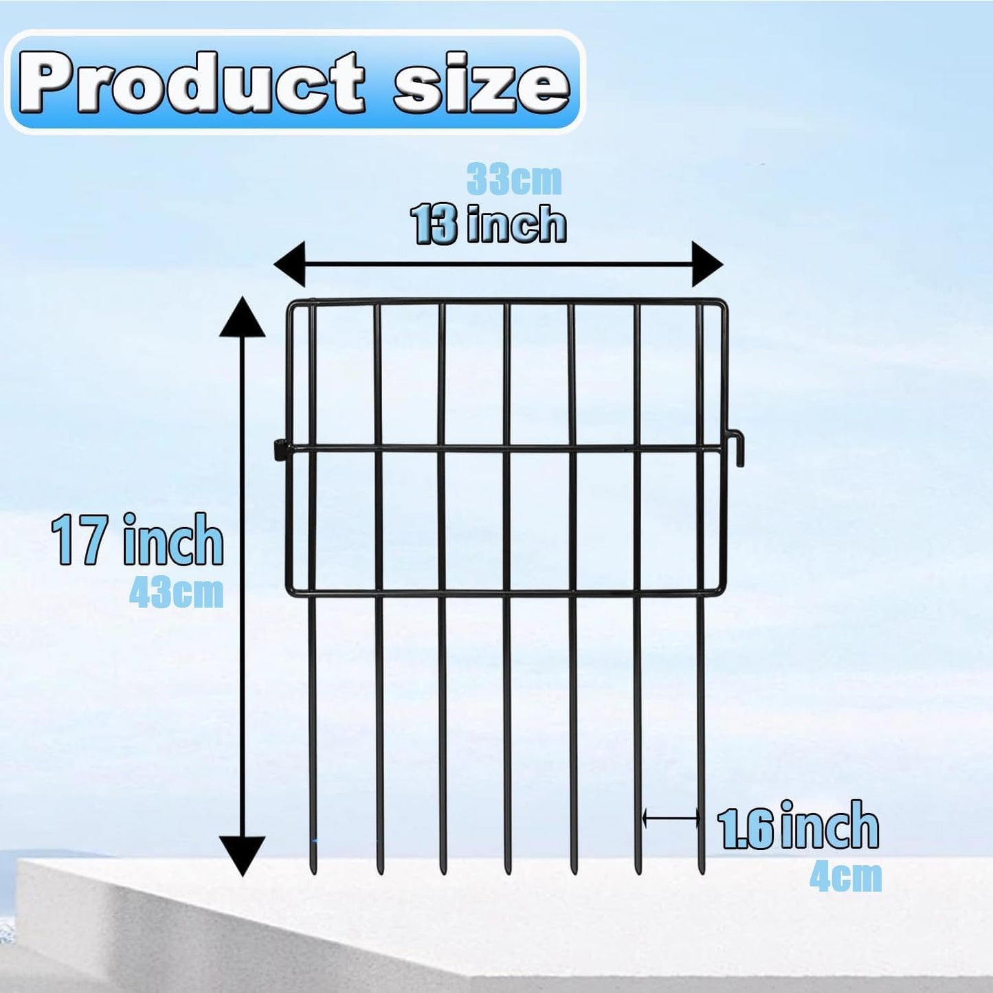 Decorative Garden Fence 17in x10.8ft,10 Pack Rustproof Metal No Dig Fence Animal Barrier for Dog and Rabbits,Square Flower Bed Edging Ornamental Wire Border Panel Fencing,Yard Patio Defense(Square)-VerdiqueGarden