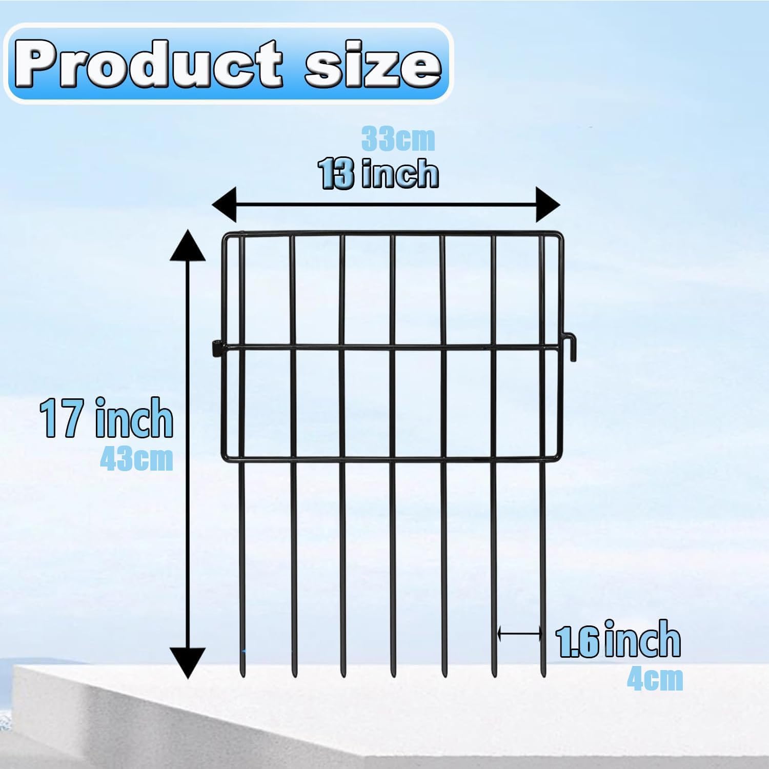 Decorative Garden Fence 17in x10.8ft,10 Pack Rustproof Metal No Dig Fence Animal Barrier for Dog and Rabbits,Square Flower Bed Edging Ornamental Wire Border Panel Fencing,Yard Patio Defense(Square)-VerdiqueGarden