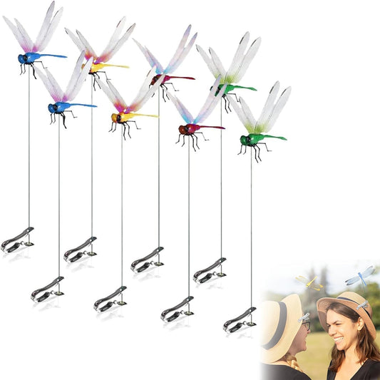 8PCS 3D Dragonfly Garden Decor Clips - Realistic Outdoor Insect Ornaments for Plants, Stakes & Fences | Fly Deterrent & Whimsical Yard Art-VerdiqueGarden