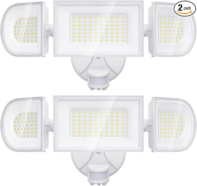 iMaihom 150W Motion Sensor Light Outdoor, 15000LM 6500K LED Security Floodlights, 3 Adjustable Head Motion Detection Light IP65 Waterproof for Yard Garage White 2pack-VerdiqueGarden