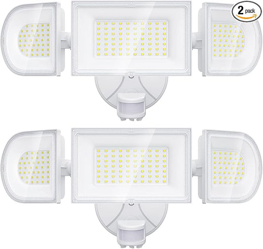 iMaihom 150W Motion Sensor Light Outdoor, 15000LM 6500K LED Security Floodlights, 3 Adjustable Head Motion Detection Light IP65 Waterproof for Yard Garage White 2pack-VerdiqueGarden