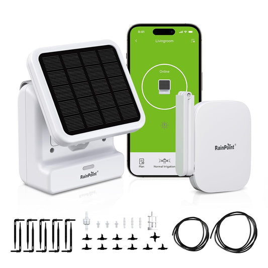RAINPOINT Smart WiFi Solar Automatic Plant Watering System for House Potted Plants, Up to 20 Plants Expert Dripline Layouts Vacation Self Watering Drip Irrigation Pump Device Kit Indoor/Outdoor Garden-VerdiqueGarden