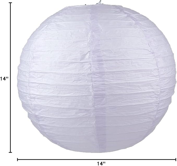 WYZworks - Round Paper Lanterns 10 Pack (Light Lavender, 14") - Hanging Paper Lanterns Lamp for Wedding, Birthday, Party and Home Decorations with 8", 10", 12", 14", 16" Option-VerdiqueGarden