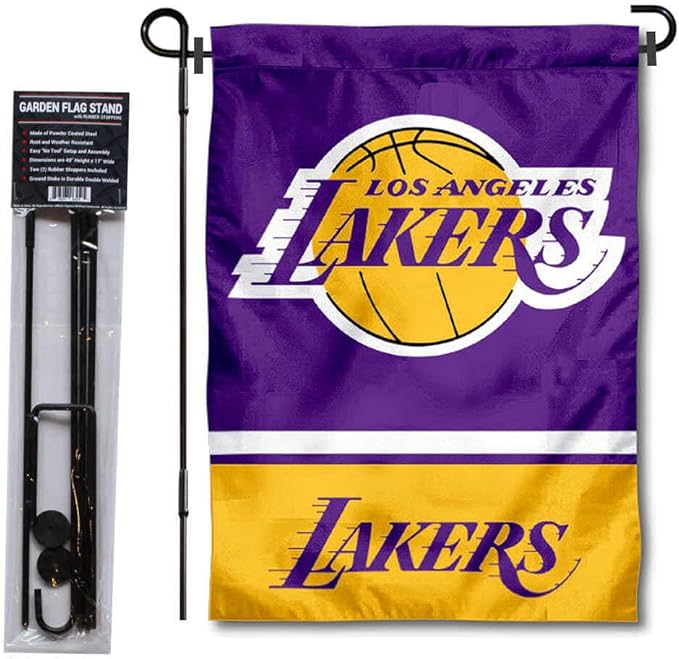 WinCraft Los Angeles Lakers Garden Flag and Pole Stand Holder-VerdiqueGarden