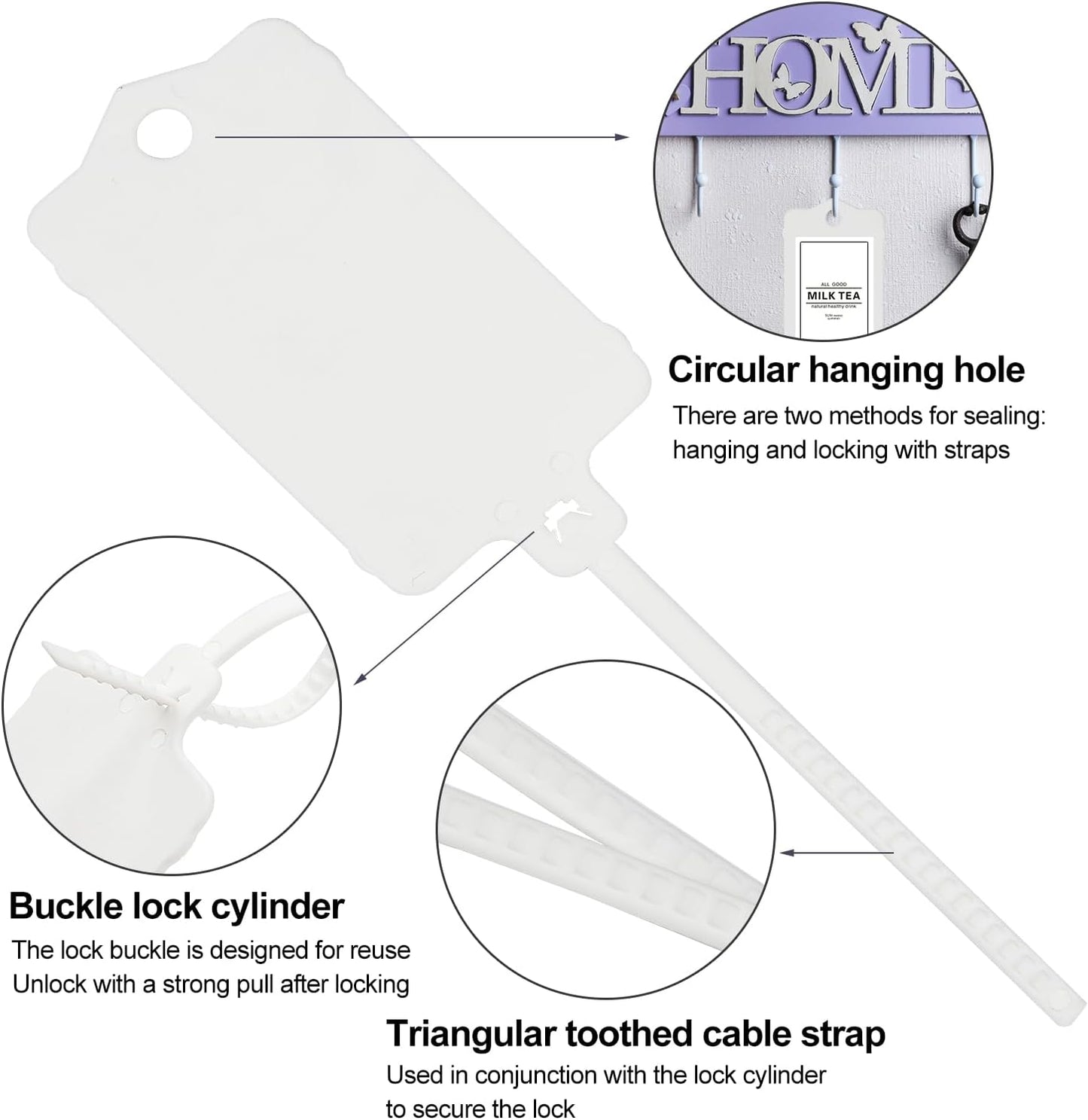 100pcs Blank Plastic Tags for Labeling Reusable Hanging Tags Ties Key Tag Storage Labels Waterproof Plastic Mark Label Writable Hang Sign with One Marker Pen (White)-VerdiqueGarden