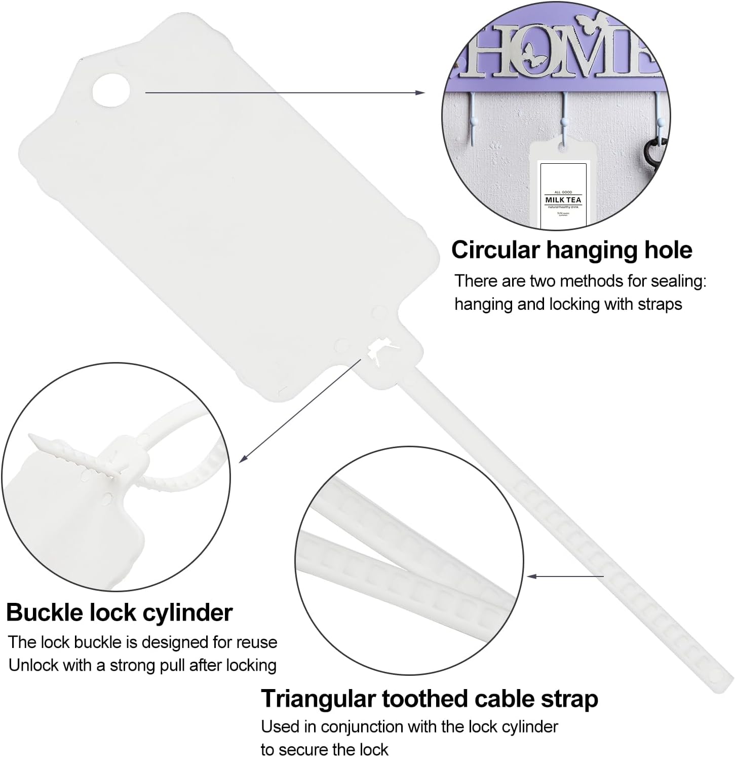 100pcs Blank Plastic Tags for Labeling Reusable Hanging Tags Ties Key Tag Storage Labels Waterproof Plastic Mark Label Writable Hang Sign with One Marker Pen (White)-VerdiqueGarden