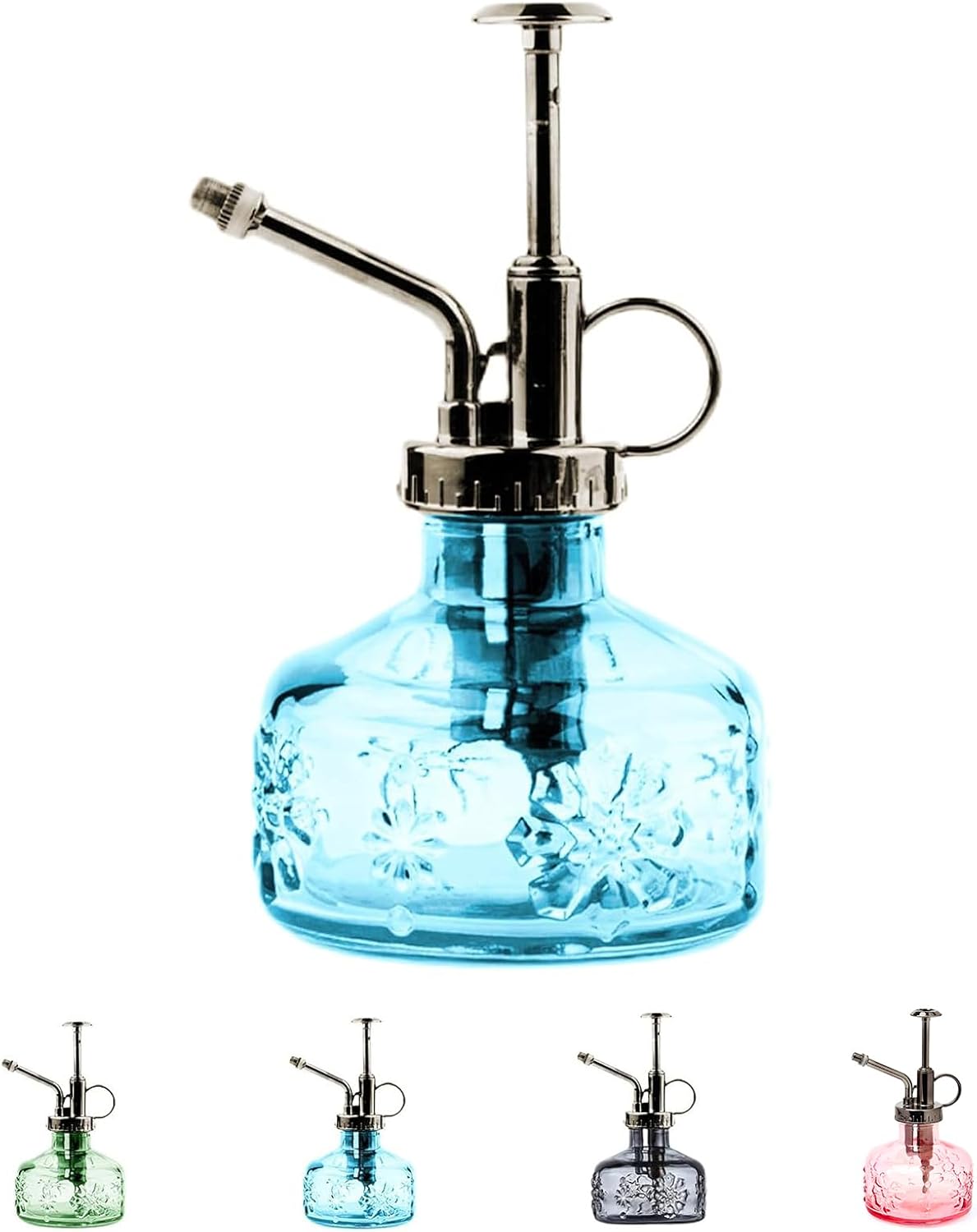 XXXFLOWER Glass Plant Mister Spray Bottle for Indoor Plant Spritzer Succulent Watering Bottle Tall Vintage Style with Bronze Plastic Top Pump-VerdiqueGarden