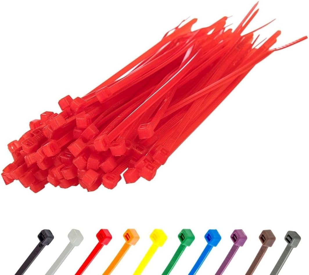 GTSE 4 Inch Red Zip Ties, 100 Pack, 18lb Strength, UV Resistant Nylon Small Cable Ties, Self-Locking 4" Tie Wraps-VerdiqueGarden