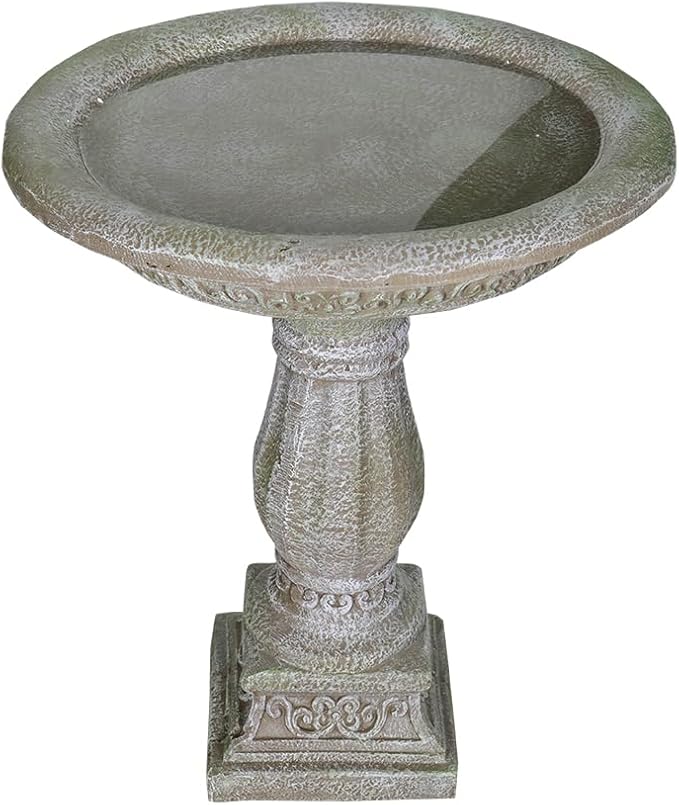 20”Dia.X 23.8”Tall Outdoor Birdbath with Pedestal - Modern Garden Birdbaths Outdoor Decor for Bird Spa & Birdfeeder, Floor Bird Baths for Garden Patio, Yard, Lawn-VerdiqueGarden