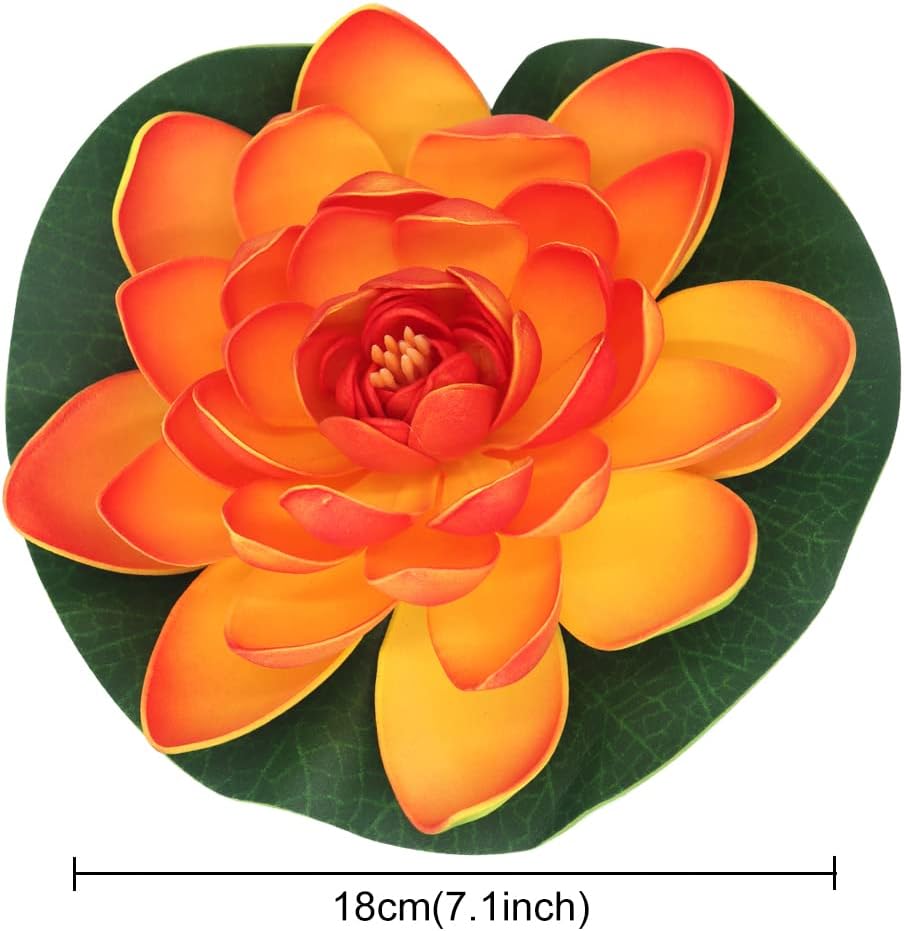 FZBNSRKO Artificial Lotus,4PCS 7.1" Inch Floating Foam Lotus Flowers for Pool,Realistic Water Lily Pads for Home Outdoor Patio Pond Wedding Party Decorations,Sunset Red-VerdiqueGarden