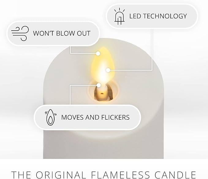 Luminara Outdoor Votive Flameless LED Candle, Pearl Ivory 2" x 3.2", Moving Flame Battery Operated Timer Remote Ready IPX4 Matte Plastic Finish-VerdiqueGarden