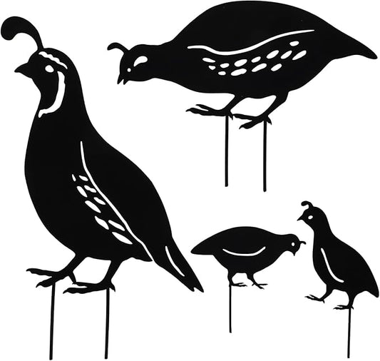 jojofuny 4pcs Garden Quail Stake Bird Yard Art Metal Statue Decor Animals Silhouette Outdoor Decoration Courtyard Ornaments for Lawns Backyard Patio Backyard Pathway-VerdiqueGarden