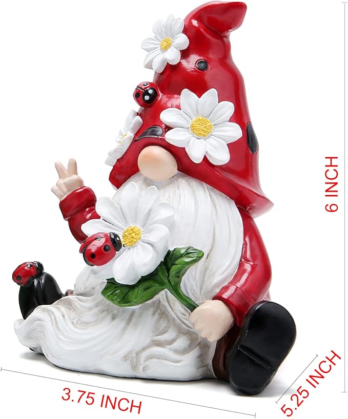 Hodao Ladybug Spring Gnomes Decorations Ladybug Gnomes Ornaments Decor Gifts Summer Gnomes Figurines Ladybug Gnomes for Outdoor Garden Decor Ladybug Birthday Gifts for Mom, Women, Grandma-VerdiqueGarden