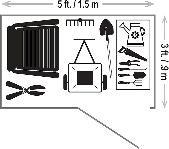 Cover It 5' x 3' Galvanized Steel Outdoor Storage Shed with Pent Roof and Lockable Sliding Doors, Weather-Resistant Steel Storage Shed for Backyards, Tan-VerdiqueGarden