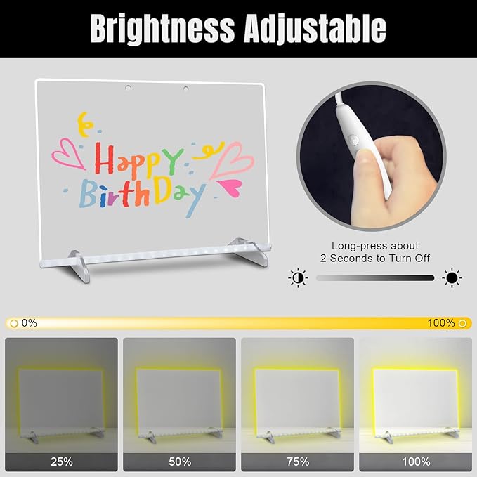 LED Note Board with Highlighters 2 Sets,Doodle Glow Drawing Board,13.7"X10" 6 Modes & 8 Colors, Led Drawing Board for Kids,Gift for Kids Ages 3+,Led Writing Board for Home/Office/Decor-VerdiqueGarden