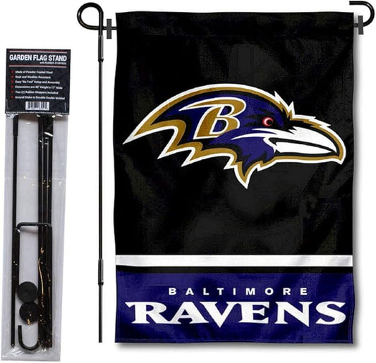 WinCraft Baltimore Ravens Garden Flag with Stand Holder-VerdiqueGarden