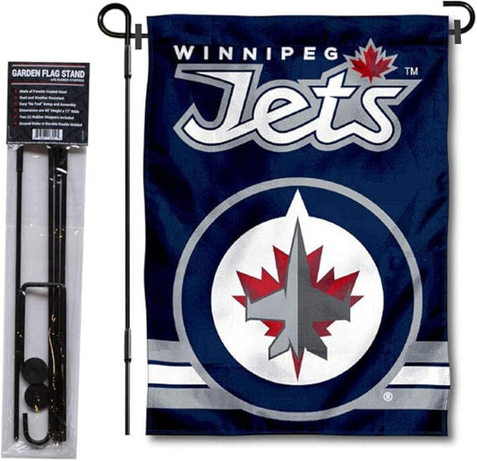 Winnipeg Jets Garden Flag with Pole Stand Holder-VerdiqueGarden