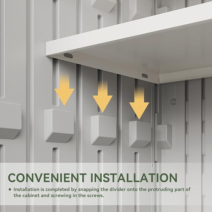 Aoxun White Outdoor Storage Cabinet with 2 Shelves, 35 Cu.Ft Trash Can Storage Shed, Waterproof, Horizontal Storage for Garbage Bin, Generator, Lawn Mower-VerdiqueGarden