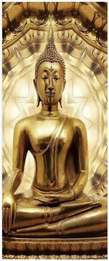 3D Door Stickers - Buddha Statue - Peel & Stick - Waterproof & Washable - Matt Finish - 35.4" x 78.7"-VerdiqueGarden