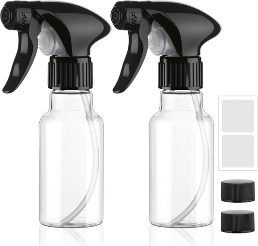 Spray Bottles 4oz/120ml Plastic Small Spray Bottle for Hair Mist/Stream Spraying Heavy Duty Empty Water Spray Bottles for Cleaning Solutions, Plants 2 Pack (Clear)-VerdiqueGarden