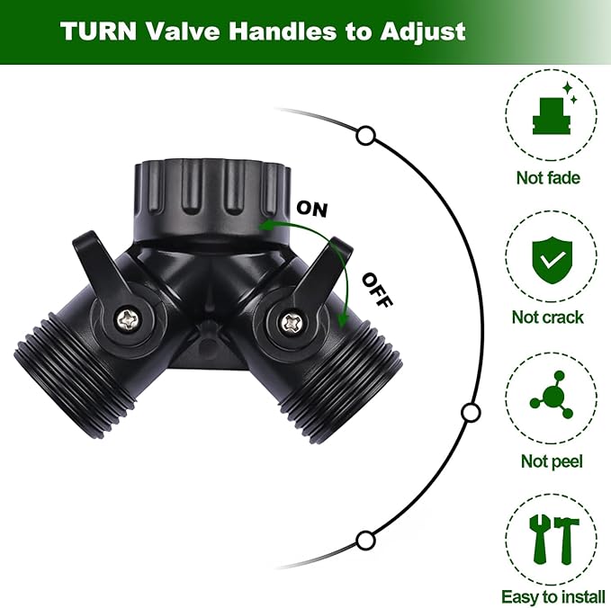 1/4 Inch Drip Irrigation Tubing to Faucet Adapter Connector, 2 Way Y Splitter for 3/4" Inch Garden Hose to 1/4 Inch Drip Irrigation Hose-VerdiqueGarden