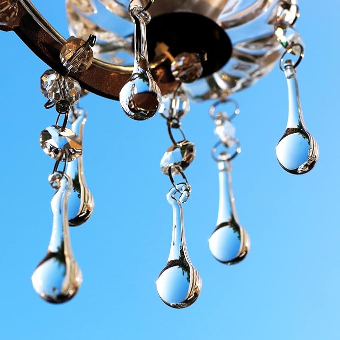 12pcs Raindrop Crystal Chandelier Prisms Parts, Hanging Crystals Beads for Chandeliers, Home Decoration-VerdiqueGarden