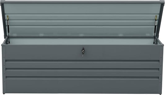 260 Gallon Outdoor Storage Box Waterproof, Extra Large Metal Deck Box and Patio Cushion Box for Storing Gardening Tools, Pool Supplies-VerdiqueGarden