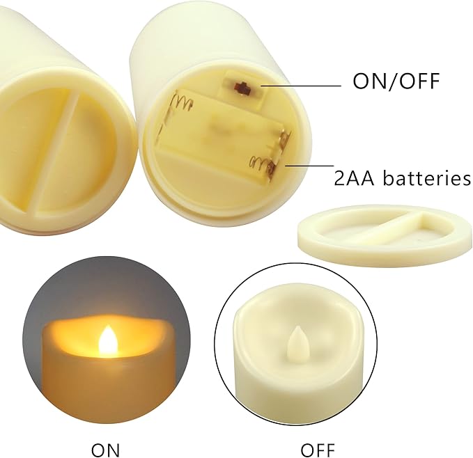 Waterproof Outdoor Battery Operated Flameless Pillar Candles with Timer White Plastic Realistic Flickering Fake Electric LED Lights for Lantern Garden Wedding Christmas Decorations 3”x5” 2 PCS-VerdiqueGarden