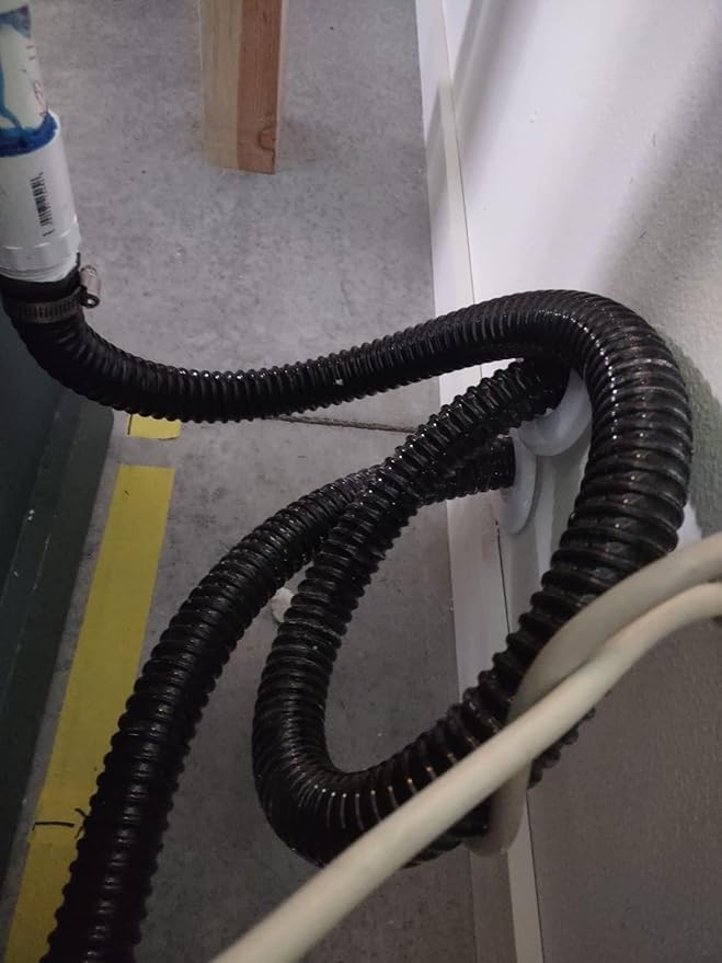 Pond Hose ID 1-1/2” × 25ft Black Corrugated Flexible Reinforced PVC Hose Vinyl Tubing for Pond Pump Fountain Garden Waterfall, Non-toxic & Kinkproof, with 2 clamps, 1.5in 38mm id-VerdiqueGarden