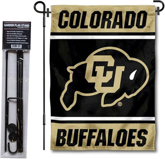 College Flags & Banners Co. Colorado Buffaloes Garden Flag with Stand Holder-VerdiqueGarden