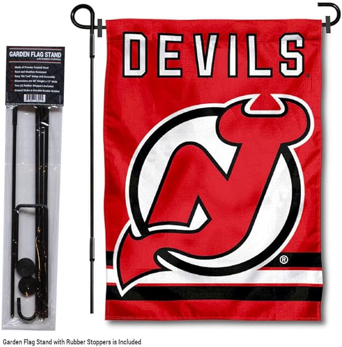 WinCraft New Jersey Devils Garden Flag with Pole Stand Holder-VerdiqueGarden