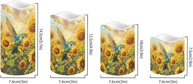 Ystardream Operated Candles with Flickering Flame Flameless Taper Candles Flickering Operated Electric Pillar Candle LED Candle for Indoor Outdoor Home Decor Hummingbird Sunflower-VerdiqueGarden