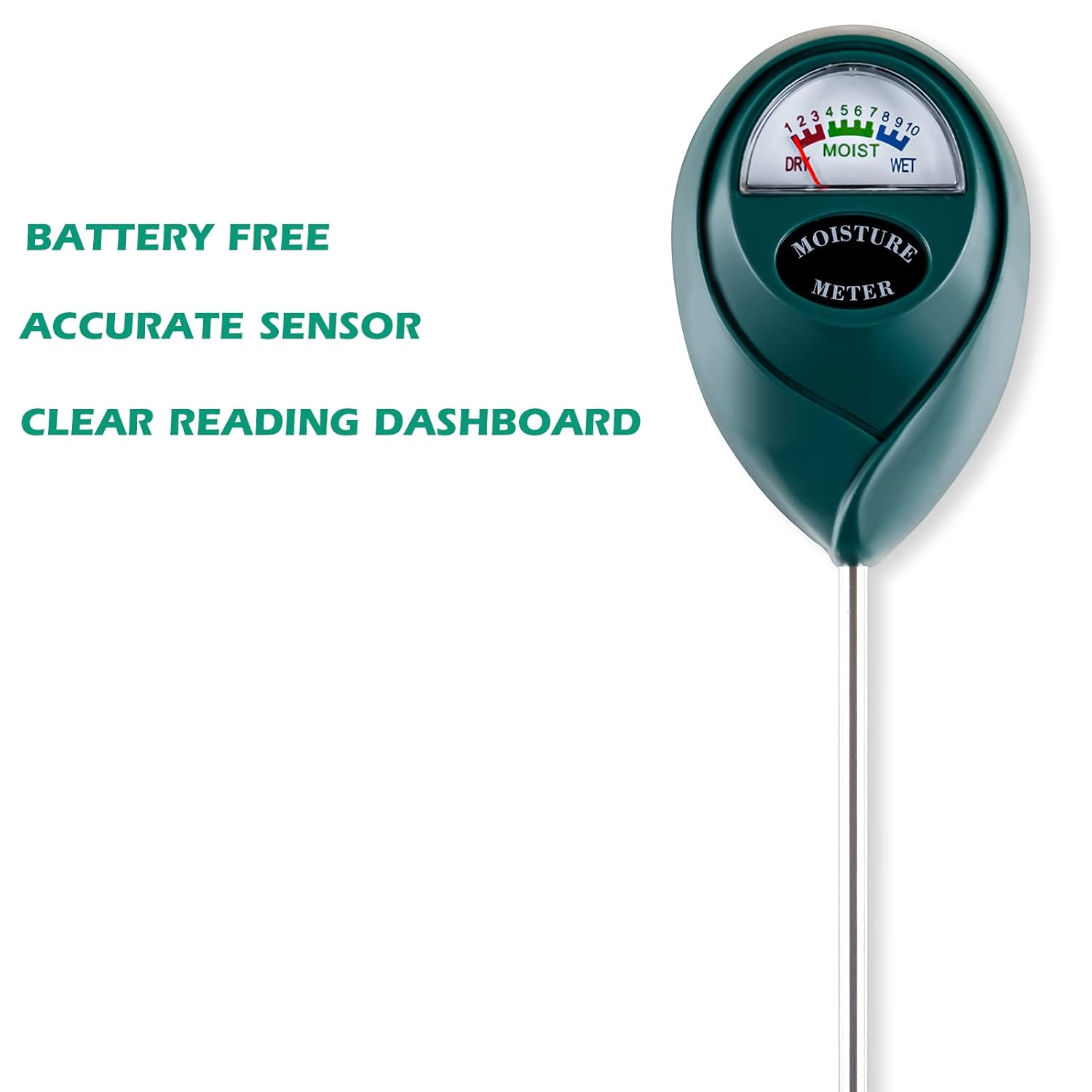Soil Moisture Meter for House Plants, Plant Water Meter,Plant Moisture Meter for House Plants and Outdoor Plants, No Batteries Required (Green)-VerdiqueGarden