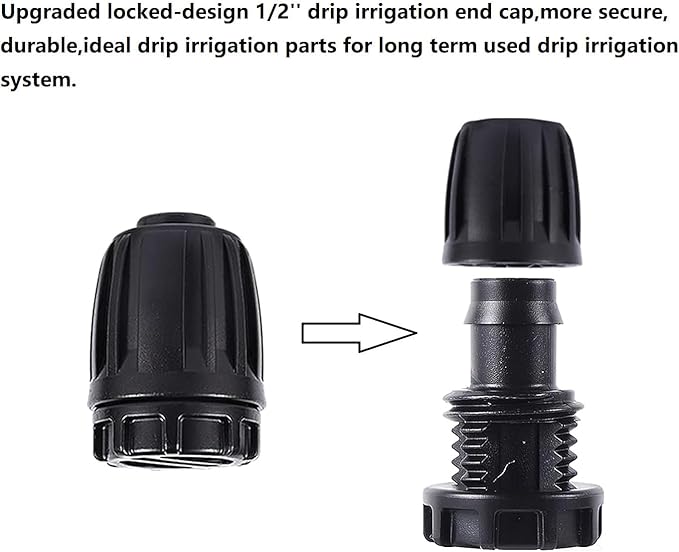 1/2 inch Drip Irrigation Fittings End Caps For (0.52" ID x 0.65" OD) 16mm Drip Irrigation Tubing Connectors End Plugs-10 Pack-VerdiqueGarden