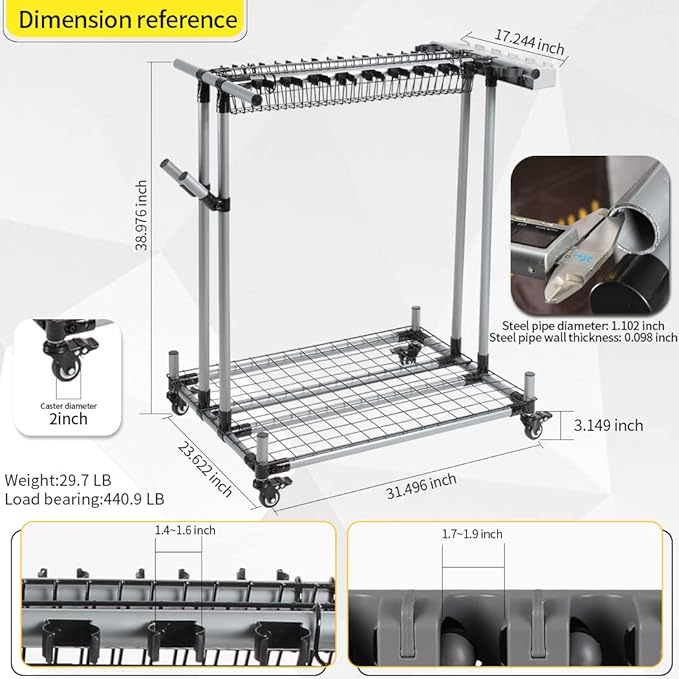 Mobile garden tool organizer metal Garage Storage Holder storage large long lawn tools heavy duty tool rack sturdy yard cart-VerdiqueGarden