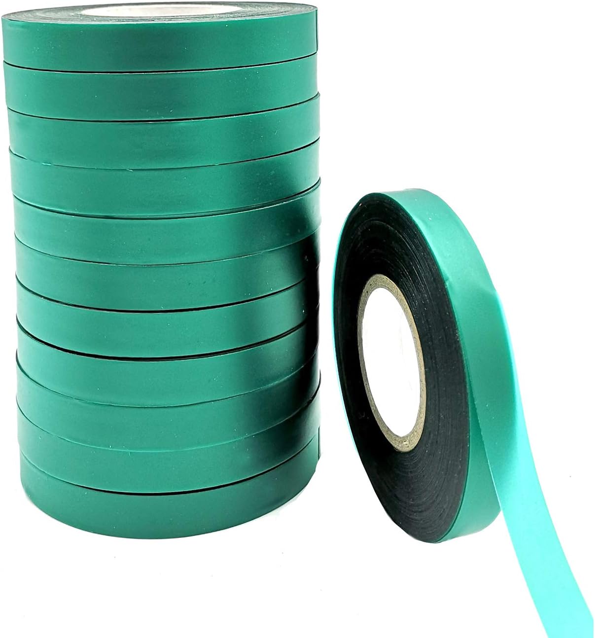 12 Rolls 150 Feet Stretch Tie Tape 0.5 Inch Garden Tie Tape Thick Plant Ribbon Garden Green Vinyl Stake for Indoor Outdoor Patio Plant Use-VerdiqueGarden